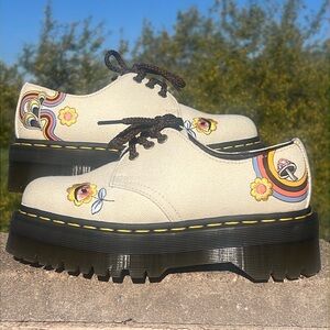 🍄 Dr. Martens Embroidered Super Chunky 1461 Quad Platform Retro Ray Derby